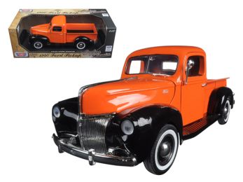 1940 Ford Pickup Truck Orange \Timeless Classics\" 1/18 Diecast Model Car by Motormax"""