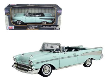 1957 Chevrolet Bel Air Convertible Green 1/18 Diecast Model Car by Motormax