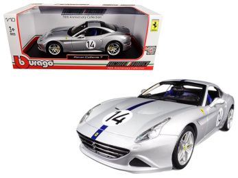 Ferrari California T Hot Rod Silver #14 70th Anniversary 1/18 Diecast Model Car by Bburago