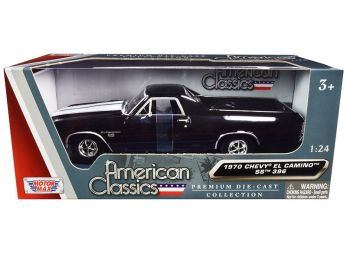1970 Chevrolet El Camino SS 396 Black with White Stripes \American Classics\" 1/24 Diecast Model Car by Motormax"""