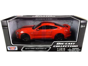 2018 Ford Mustang GT 5.0 Red with Black Stripes 1/24 Diecast Model Car by Motormax