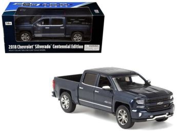 2018 Chevrolet Silverado LTZ Pickup Truck Centennial Edition Blue Metallic \100 Years Anniversary\" 1/27 Diecast Model Car by Motormax"""