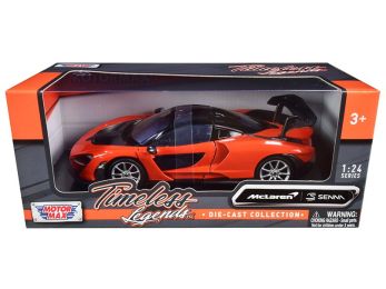 McLaren Senna Orange Metallic and Black \Timeless Legends\" 1/24 Diecast Model Car by Motormax"""