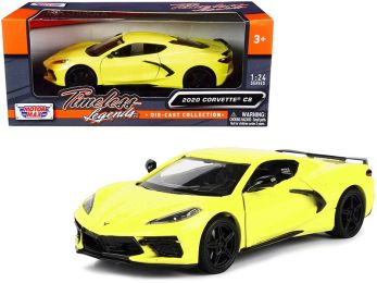 2020 Chevrolet Corvette C8 Stingray Yellow \Timeless Legends\" 1/24 Diecast Model Car by Motormax"""