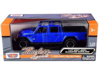 2021 Jeep Gladiator Overland (Open Top) Pickup Truck Blue Metallic 1/24-1/27 Diecast Model Car by Motormax