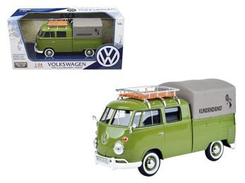 Volkswagen Type 2 (T1) \Kundendienst\ Delivery Pickup Truck Green 1/24 Diecast Model Car by Motormax