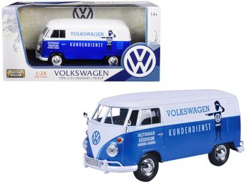 Volkswagen Type 2 (T1) Delivery Van Autohaus Sudekum \Kundendienst\ Candy Blue and White 1/24 Diecast Model Car by Motormax