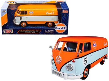 Volkswagen Type 2 (T1) Delivery Van #5 \Gulf\ Orange and Light Blue 1/24 Diecast Model Car by Motormax