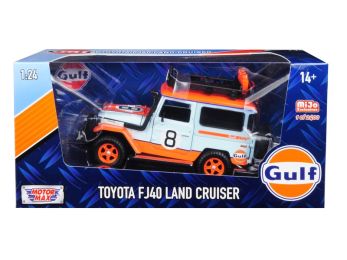 Toyota FJ40 Land Cruiser #8 \Gulf Oil\"  White Limited Edition to 2400 pieces Worldwide 1/24 Diecast Model Car by Motormax"""