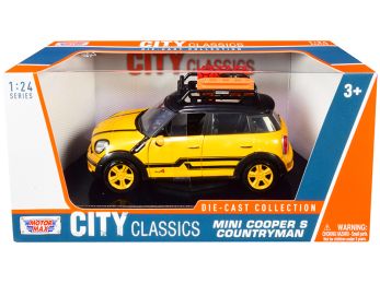 Mini Cooper S Countryman with Roof Rack and Accessories Yellow Metallic and Black City Classics Series 1/24 Diecast Model Car by Motormax