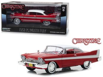1958 Plymouth Fury Red with White Top \Christine\" (1983) Movie 1/24 Diecast Model Car by Greenlight"""