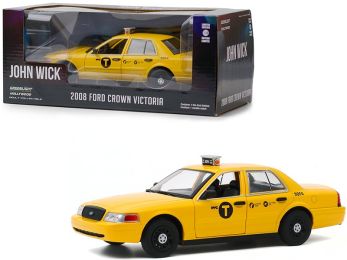 2008 Ford Crown Victoria \NYC Taxi\" Yellow \""John Wick: Chapter 2\"" (2017) Movie 1/24 Diecast Model Car by Greenlight"""