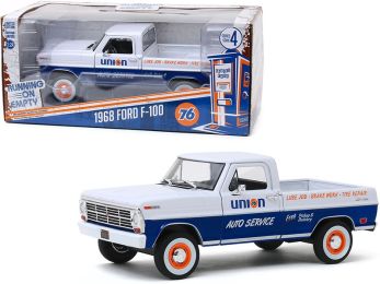 1968 Ford F-100 Pickup Truck White and Blue \Union 76 Auto Service\" \""Running on Empty\"" Series 4 1/24 Diecast Model Car by Greenlight"""