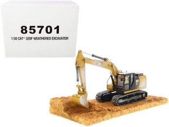 CAT Caterpillar 320F Weathered Tracked Excavator with Operator Weathered Series 1/50 Diecast Model by Diecast Masters