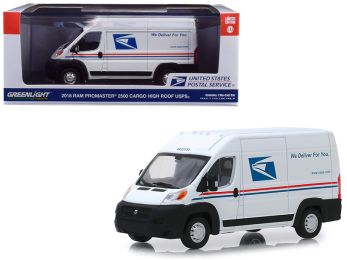 2018 RAM ProMaster 2500 Cargo High Roof Van \United States Postal Service\" (USPS) White 1/43 Diecast Model Car by Greenlight"""
