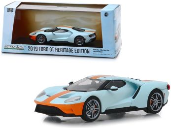 2019 Ford GT Heritage Edition \Gulf Oil\" Color Scheme 1/43 Diecast Model Car by Greenlight"""