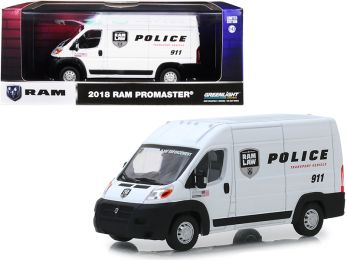 2018 RAM ProMaster 2500 Cargo High Roof Van White \Police Transport Vehicle\" 1/43 Diecast Model Car by Greenlight"""