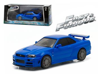 Brian\'s 2002 Nissan Skyline GT-R Blue \Fast and Furious\" Movie (2009) 1/43 Diecast Model Car by Greenlight"""