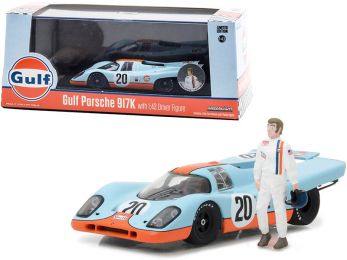 1970 Porsche 917K #20 \Gulf Oil\" with Figurine 1/43 Diecast Model Car by Greenlight"""
