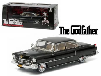1955 Cadillac Fleetwood Series 60 Special Black \The Godfather\" (1972) Movie 1/43 Diecast Model Car by Greenlight"""