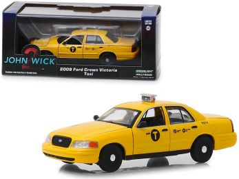2008 Ford Crown Victoria \NYC Taxi\" Yellow \""John Wick: Chapter 2\"" (2017) Movie 1/43 Diecast Model Car by Greenlight"""