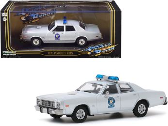 1975 Plymouth Fury Silver \Arkansas Sheriff\" \""Smokey and the Bandit\"" (1977) Movie 1/43 Diecast Model Car by Greenlight"""
