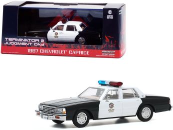 1987 Chevrolet Caprice \Metropolitan Police\" Black and White \""Terminator 2: Judgment Day\"" (1991) Movie 1/43 Diecast Model Car by Greenlight"""