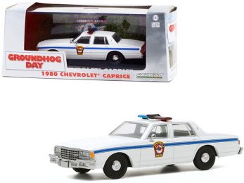 1980 Chevrolet Caprice \Punxsutawney Police\" White \""Groundhog Day\"" (1993) Movie 1/43 Diecast Model Car by Greenlight"""