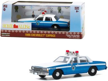 1986 Chevrolet Caprice Blue and White Police Car \Home Alone\" (1990) Movie 1/43 Diecast Model Car by Greenlight"""