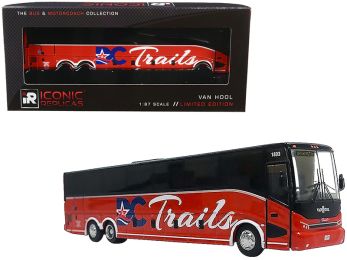 Van Hool CX-45 Bus \DC Trails\" (Washington D.C.) Red and Black \""The Bus & Motorcoach Collection\"" 1/87 Diecast Model by Iconic Replicas"""