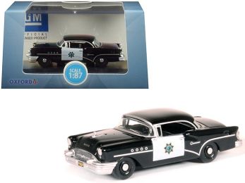 1955 Buick Century \California Highway Patrol\" (CHP) Black 1/87 (HO) Scale Diecast Model Car by Oxford Diecast"""