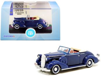 1936 Buick Special Convertible Coupe Musketeer Blue 1/87 (HO) Scale Diecast Model Car by Oxford Diecast