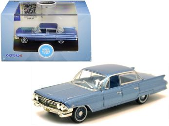 1961 Cadillac Sedan DeVille Nautilus Blue Metallic with Blue Interior 1/87 (HO) Scale Diecast Model Car by Oxford Diecast