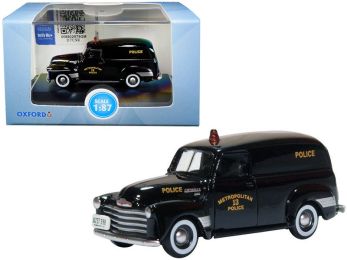 1950 Chevrolet Panel Van Black \Metropolitan 13 Police\" (Washington D.C.) 1/87 (HO) Scale Diecast Model Car by Oxford Diecast"""