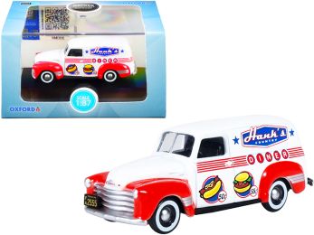 Chevrolet Panel Truck Hanks Country Diner White and Red 1/87 (HO) Scale Diecast Model Car by Oxford Diecast