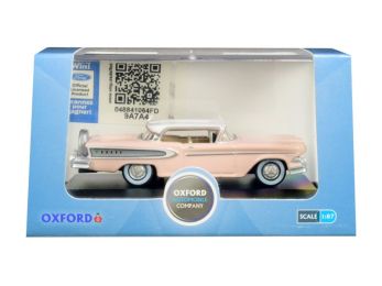 1958 Edsel Citation Chalk Pink with Frost White Top 1/87 (HO) Scale Diecast Model Car by Oxford Diecast