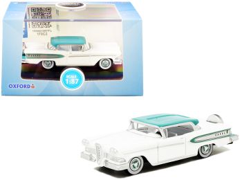 1958 Edsel Citation Snow White and Turquoise 1/87 (HO) Scale Diecast Model Car by Oxford Diecast
