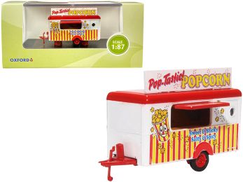 Mobile Food Trailer \Popcorn\" 1/87 (HO) Scale Diecast Model by Oxford Diecast"""
