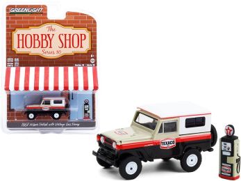 1967 Nissan Patrol with Vintage Gas Pump \Texaco\" \""The Hobby Shop\"" Series 10 1/64 Diecast Model Car by Greenlight"""