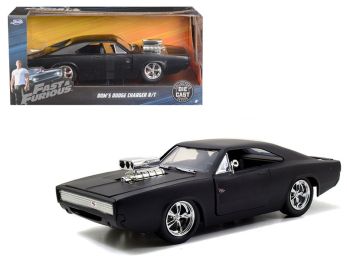 Dom\'s 1970 Dodge Charger R/T Matt Black \Fast & Furious\" Movie 1/24 Diecast Model Car by Jada"""