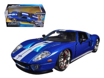 Ford GT Blue with White Stripes \Fast & Furious 7\" (2015) Movie 1/24 Diecast Model Car by Jada"""