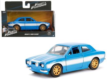 Brian\'s Ford Escort Blue and White \Fast & Furious\" Movie 1/32 Diecast Model Car by Jada"""