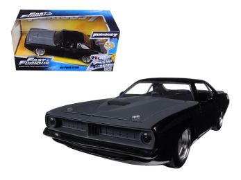 Letty\'s Plymouth Barracuda Matt Black \Fast & Furious 7\" Movie 1/24 Diecast Model Car by Jada"""