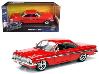 Dom\'s Chevrolet Impala Red \Fast & Furious F8: The Fate of the Furious\" Movie 1/24 Diecast Model Car  by Jada"""