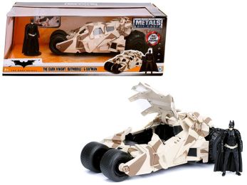 \The Dark Knight\" Batmobile with Batman Diecast Figure Camouflage Version \""DC Comics\"" Series 1/24 Diecast Model Car by Jada"""