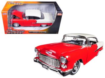1955 Chevrolet Bel Air Hard Top Red \Showroom Floor\" 1/24 Diecast Model Car by Jada"""