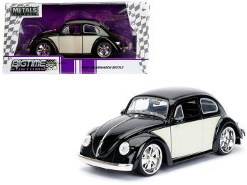 1959 Volkswagen Beetle Black and Cream \Bigtime Kustoms\" 1/24 Diecast Model Car by Jada"""