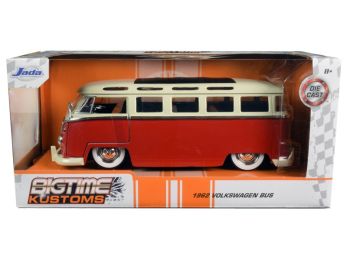 1962 Volkswagen Bus Red and Cream \Bigtime Kustoms\" 1/24 Diecast Model by Jada"""