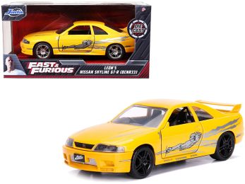 Leon's Nissan Skyline GT-R (BCNR33) Yellow Metallic with Graphics Fast & Furious Series 1/32 Diecast Model Car by Jada