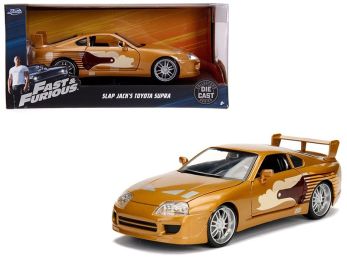 Slap Jack\'s Toyota Supra Gold \Fast & Furious\" Movie 1/24 Diecast Model Car by Jada"""